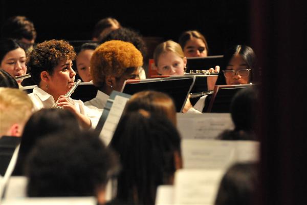 Students performing at the 2023-2024 All County Band Concert
